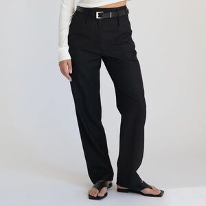 Almina Concept High Waisted Straight Leg Trousers Black